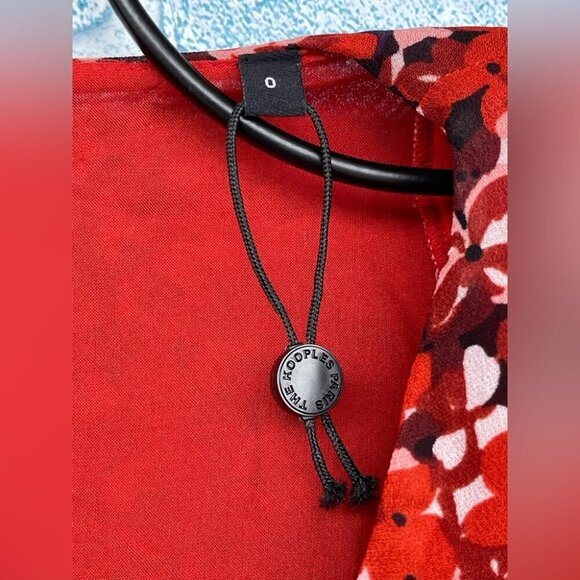 THE KOOPLES FLOWING RED DRESS WITH FLORAL MOTIF SIZE 0 - Picture 8 of 16